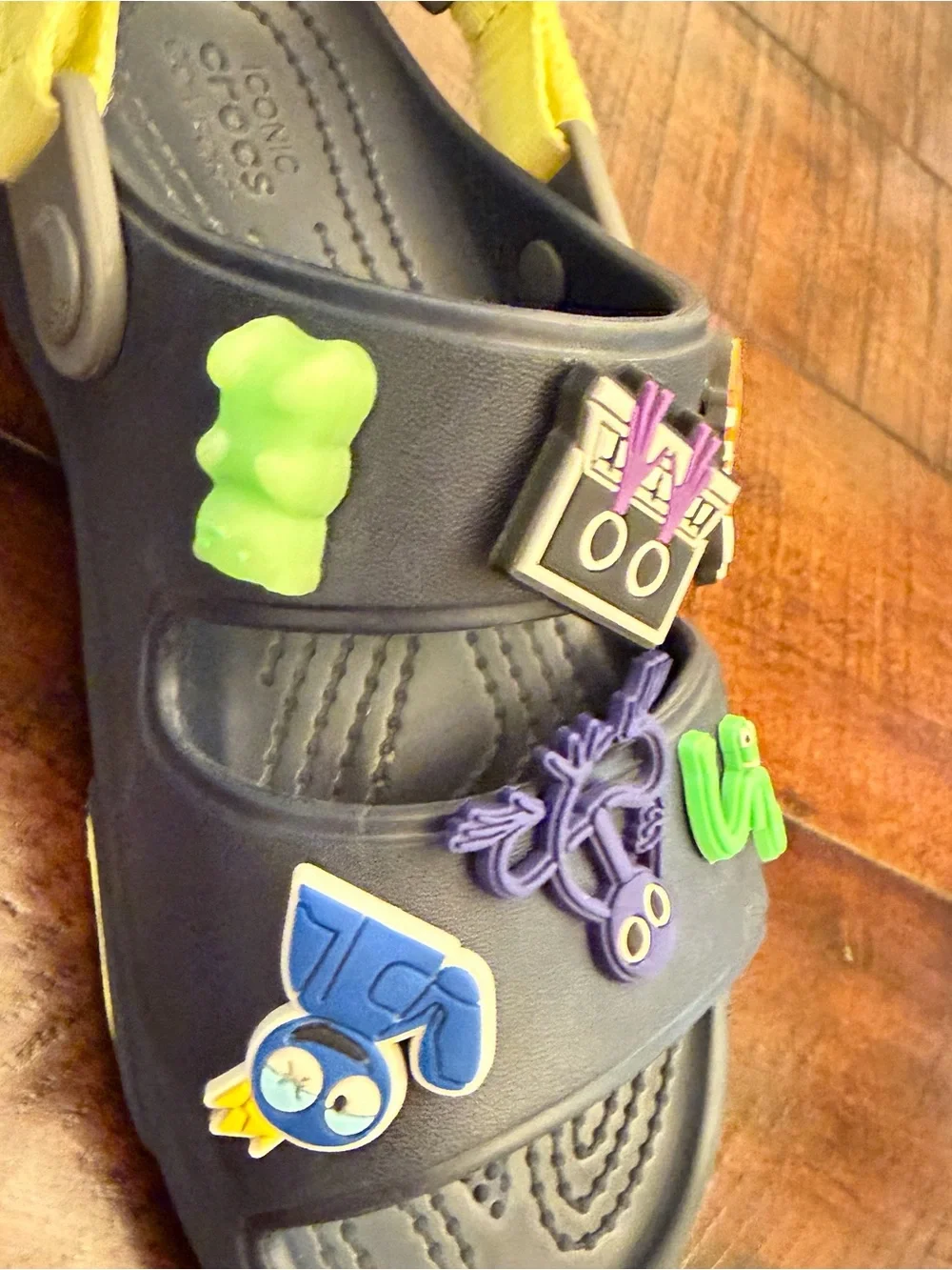 Crocs J3 Kids Classic All-Terrain Sandal Black & 14Charms Adjustable Straps